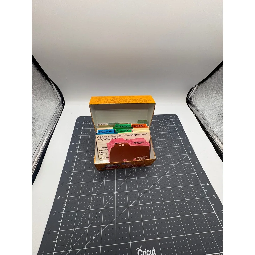 Vintage Syndicate Mfg Americana Metal Index Card Box Orange Eagle Liberty Bell